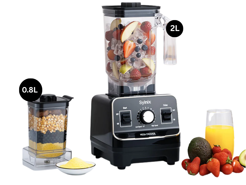 220-240V, 50-60Hz, 1500W ; 2L plastic big jar with 0.8L grinder jar Unbreakalbe jar ; 25000RPM maximum speed; 9530 motor pure copper rotor&stator